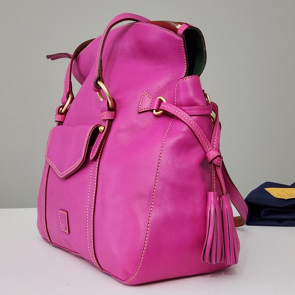 NWT RARE DOONEY & BOURKE SMITH FLORENTINE LEATHER BAG IN VIOLET PINK - Picture 4 of 12